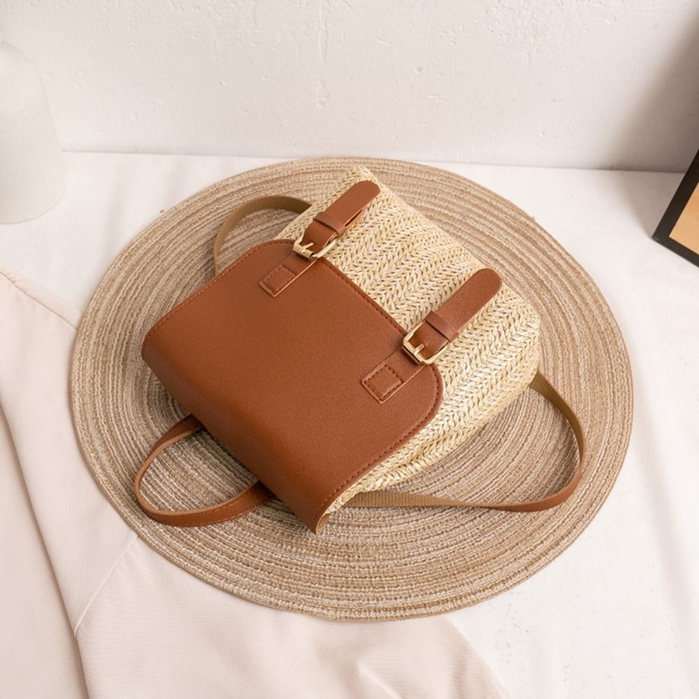 Trend PU Leather Straw Backpac - Leather Backpack Vintage review and price